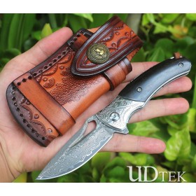 Hawkeye Damascus steel axis lock folding knife UD2106556